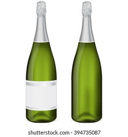 Bottle of champagne. Vector illustration isolated on white background.
