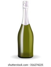 Bottle of champagne.  Vector isolated on white background.