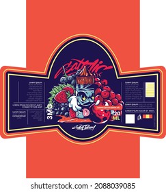 bottle character illustration with fresh fruit background for t-shirt design packaging label and sticker