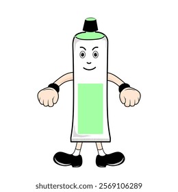 bottle character, teeth cleaning toothpaste character