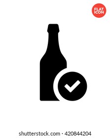 Bottle check Icon Flat Style Isolated Vector Illustration