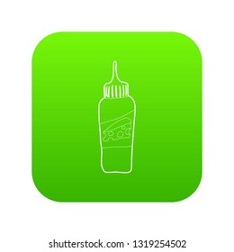 Bottle of cheese sauce icon green vector isolated on white background