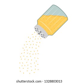 bottle cheese vector. symbol. free space for text. copy space. cheese powder drop.