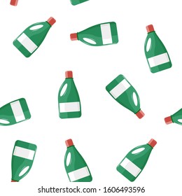 Bottle with chemical substance vector icon. Bottle with detergent, bleach seamless pattern on a white background.