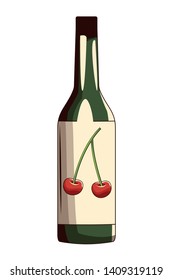 bottle and cherries icon cartoon vector illustration graphic design