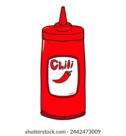 bottle chili ketchup illustration isolated vector