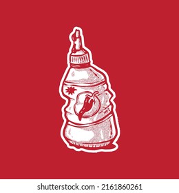 the bottle of chili sauce is broken. perfect used for logo, icon, print, etc