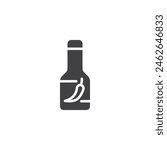 Bottle of chili sauce vector icon. filled flat sign for mobile concept and web design. Hot sauce glyph icon. Spicy condiment symbol, logo illustration. Vector graphics