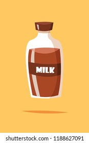 Bottle of Chocolate milk. Milkshake drink. Flat vector illustration in cartoon style.