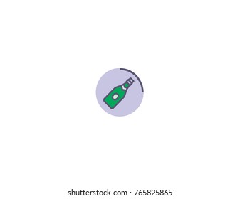 Bottle Christmas Icon. Flat christmas icon isolated on white background. Champagne outline icon.
