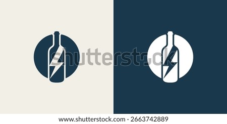 bottle circle and electric logo design vector graphic