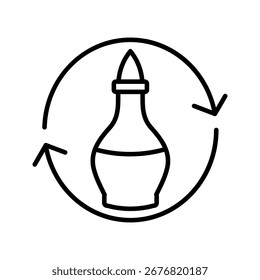 Bottle with circular arrows icon container liquid
