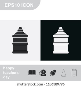 Bottle with clean water flat black and white vector icon.