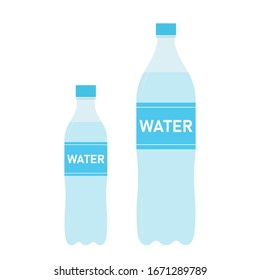 Bottle of clean water in plastic packaging. Natural drink. Refreshing mineral carbonated drink. Vector flat design illustration