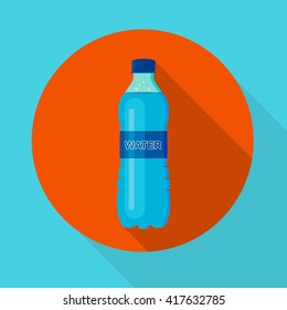 Bottle of clean water. Vector illustration. Flat style with long shadow. EPS10