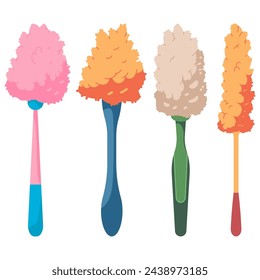 Bottle cleaning brushes vector cartoon set isolated on a white background.