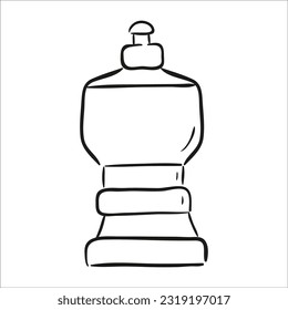 Frasco de líquido de limpieza. Ilustración vectorial dibujada por mano