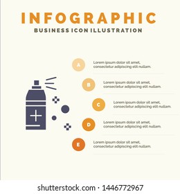 Bottle, Cleaning, Spray Solid Icon Infographics 5 Steps Presentation Background