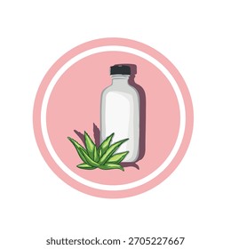 Una botella de leche limpiadora con aloevera, Ilustración vectorial