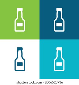 Botella Cerrada Plano de cuatro colores conjunto de iconos mínimo