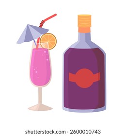 Bottle with a cocktail on an isolated background. 

Vector illustration in a flat style

