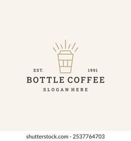 Bottle coffee logo vector hipster vintage icon illustration