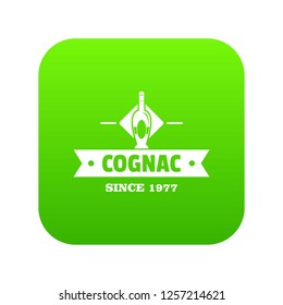 Bottle cognac icon green vector isolated on white background
