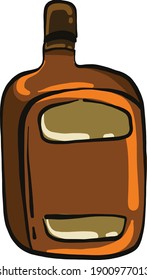 Bottle of cognac, illustration, vector on a white background.
