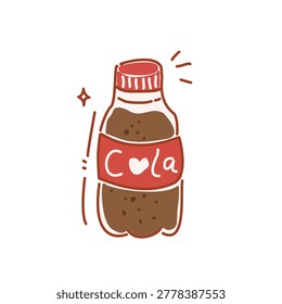 bottle of cola drink simple drawing vector, softdrink doodle