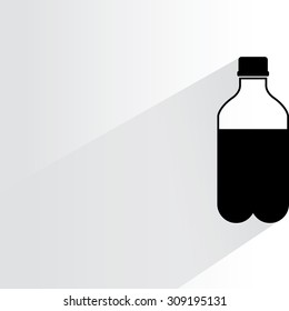 bottle of cola on white background, flat and shadow theme