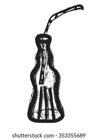 bottle of cola and straw, vector design element