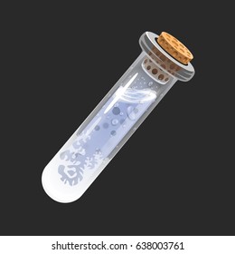Bottle of cold. Game icon of magic elixir. Interface for rpg or match3 game. Cold, winter snow. Small variant. Vector illustration
