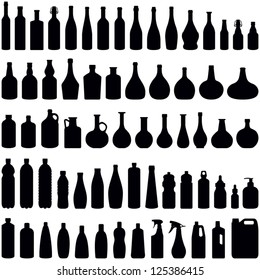 Bottle collection - vector silhouette