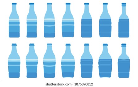 Bottle collection - vector silhouette, vector illustration.