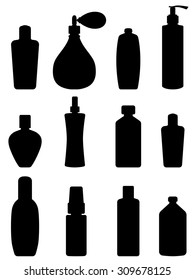 Bottle collection - vector silhouette. Isolated on white