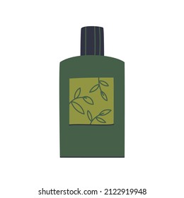 Bottle of cologne on a white background. Spray perfume. Beauty and wellness cosmetic product. Simple vector flat illustration