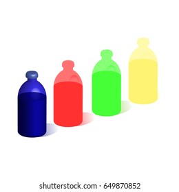 Bottle of color on white background. Image is vector.