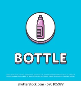 Bottle colour round icon isolated vector illustration. Sports water plastic bottle symbol. Drink bottle for fitness and outdoor activities, athletic equipment logo or sign in line design.