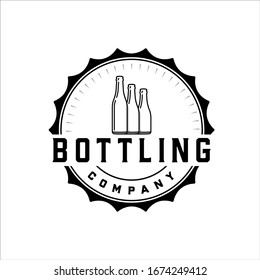 Bottle company logo with retro design style