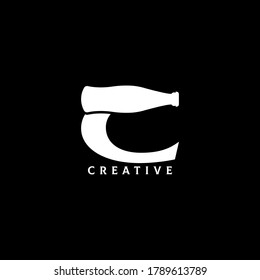 Bottle concept C letter logo design. Vector EPS 10.