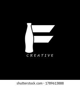 Bottle concept F letter logo design. Vector EPS 10.