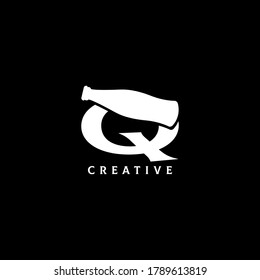 Bottle concept Q letter logo design. Vector EPS 10.