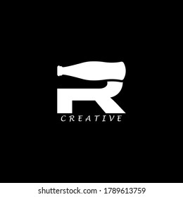 Bottle concept R letter logo design. Vector EPS 10.
