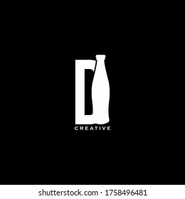 Bottle concept simple flat D letter logo design. Vector EPS10