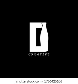 Bottle concept simple flat O letter logo design. Vector EPS10