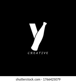 Bottle concept simple flat Y letter logo design. Vector EPS10