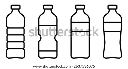 Bottle container drink packaging plastic beverage outline icon vector illustration isolated empty shape template liquid product design label.
