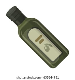 Bottle container for olive oil. Bottle glass. Tara in the form of a bottle of green.Olives single icon in cartoon style vector symbol stock illustration web.