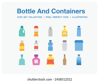 Bottle And Containers Icons Set. UI Pixel Perfect Well-crafted Vector Thin Line Icons. The illustrations are a vector.