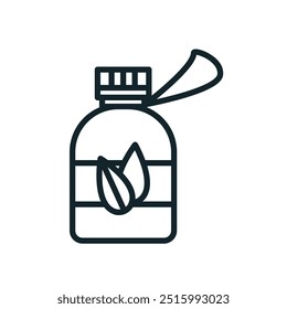 Bottle containing syrup made from natural herbal ingredients for cough and flu